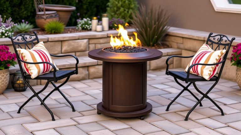 5 Piece Outdoor Bistro Set With Propane Fire Pit